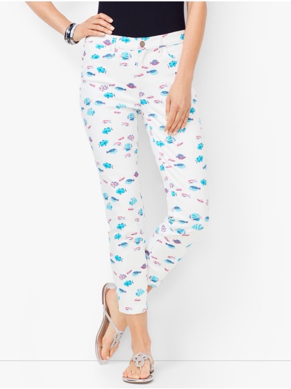Talbots White Fish Denim Pants